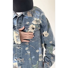 潮流花卉印花大码宽松男女拼色牛仔外套夹克JA27-P68【特价】，男装工装外套，电商A007