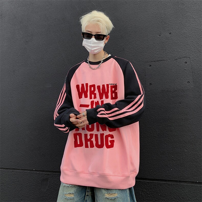 抖音得物供货提供视频秋冬重磅美式宽松织带圆领卫衣0717,男装卫衣,电商A486