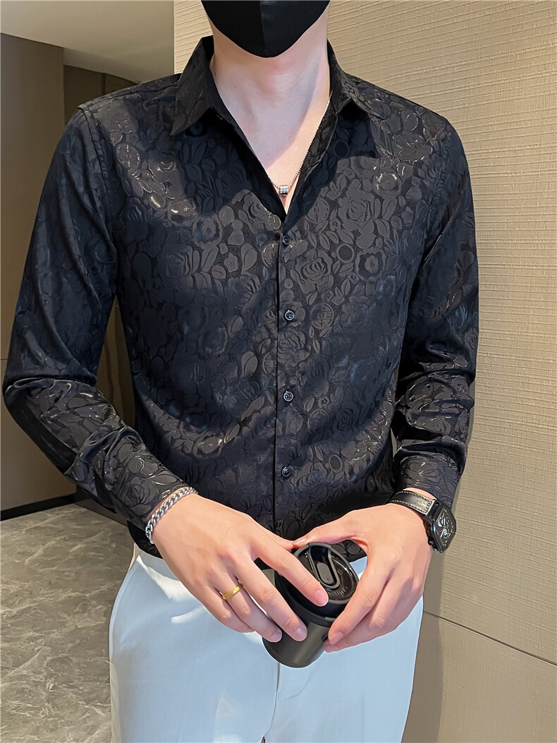 店主风提花长袖衬衫社会小伙衬衣301A-1/CS462/P55,男装衬衫,星座301A-1