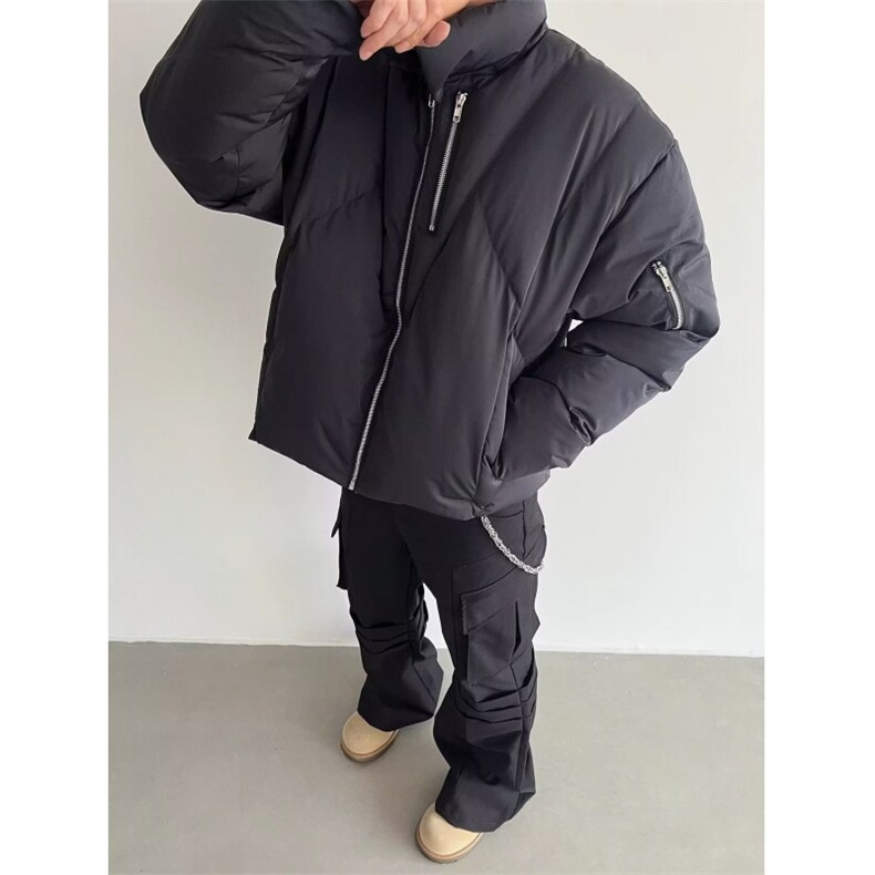 时尚设计感小众肩膀棉衣男冬季宽松保暖立领面包服潮M529,男装棉衣,星座1116A（原606A-3）