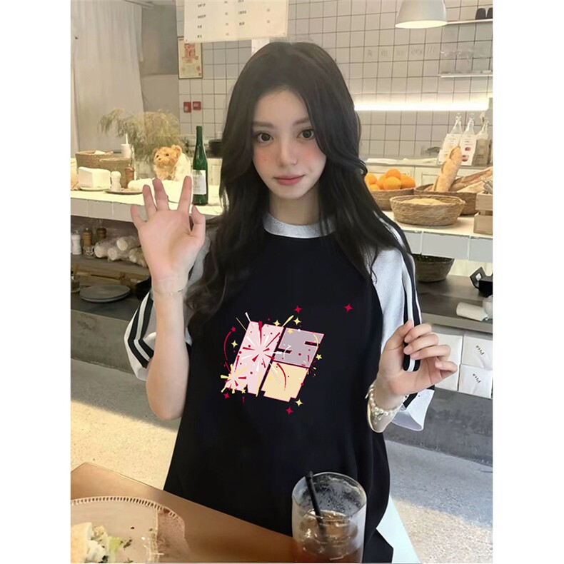 抖音得物品质二开240克宽松纯棉美式潮牌插肩三杠织带短袖T恤,男装T恤,电商A486