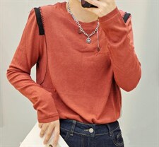 【现货]】秋季新款韩版休闲风针织衫T恤，女装T恤，那简