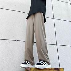 冰丝阔腿裤夏季薄款新款褶皱凉凉空气裤新中式垂感直筒裤子，男装休闲裤，星座506