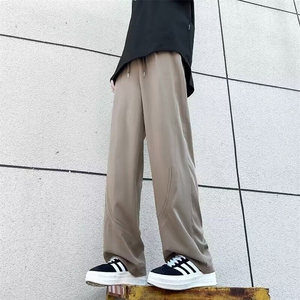 冰丝阔腿裤夏季薄款新款褶皱凉凉空气裤新中式垂感直筒裤子