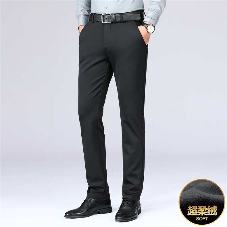 加绒加厚冬款男休闲裤直筒宽松保暖西裤大码H0209P53，男装西裤，星座1013-1