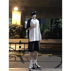 B221美式ins高街暗黑拉链休闲牛仔短裤五分裤LK23082-P50控68，男装牛仔裤，电商B221
