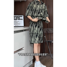 短袖衬衫男+短裤男套装男100%聚酯纤维M-5XL大码TZ78721P50控98，男装牛仔裤，星座226-1
