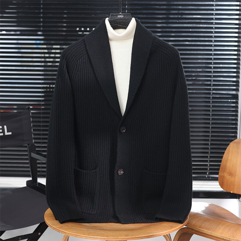 2025年休闲男生开衫秋季V领，男装羊绒开衫，君道羊绒