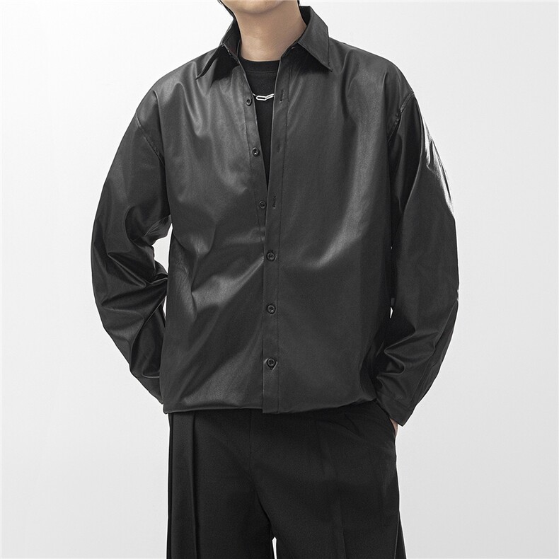 港风秋冬款男PU皮衬衫休闲宽松皮夹克外套JK0026P50,男装夹克,星座1013-1