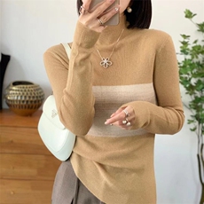 时尚百搭女士羊毛衫简约优雅修身显瘦长袖针织衫，女装羊毛衫，宛庄羊绒
