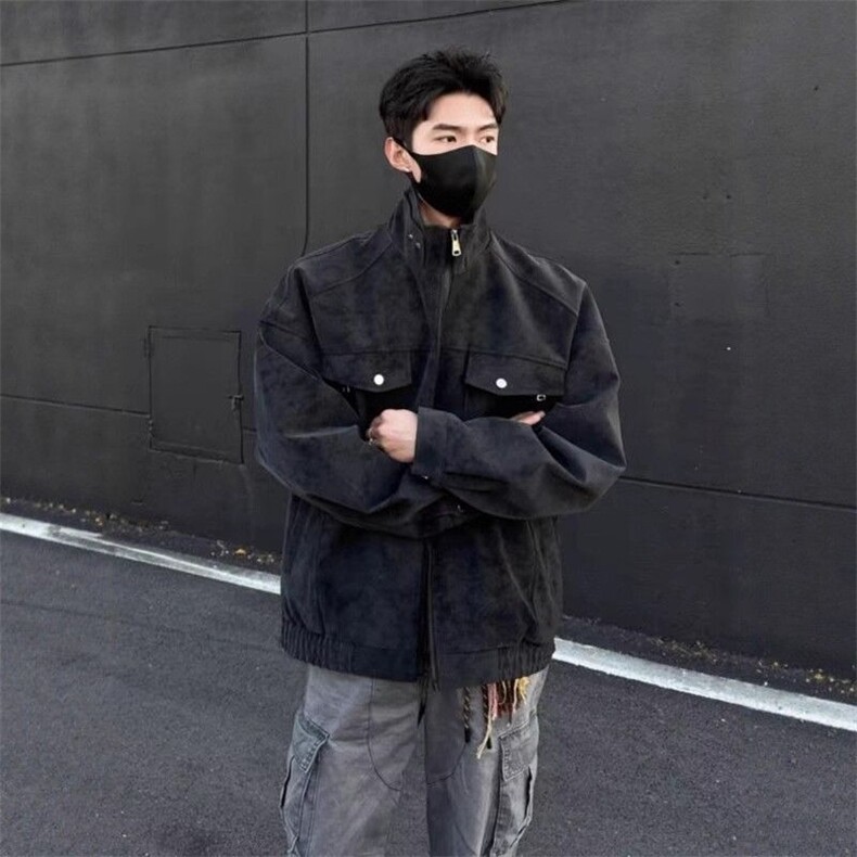 春季美式皮衣复古工装夹克高级痞帅机车情侣外套新款LPU066-P74,男装夹克,星座1008