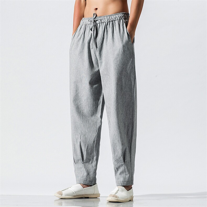 春夏新款男装中国风棉麻休闲裤薄款亚麻小脚裤麻本无影墙，男装休闲裤，电商B277(原6028)