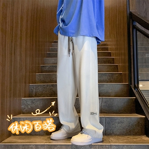 裤子男款春秋季休闲长裤华夫格潮流直筒西裤九分运动裤K930特批32图片