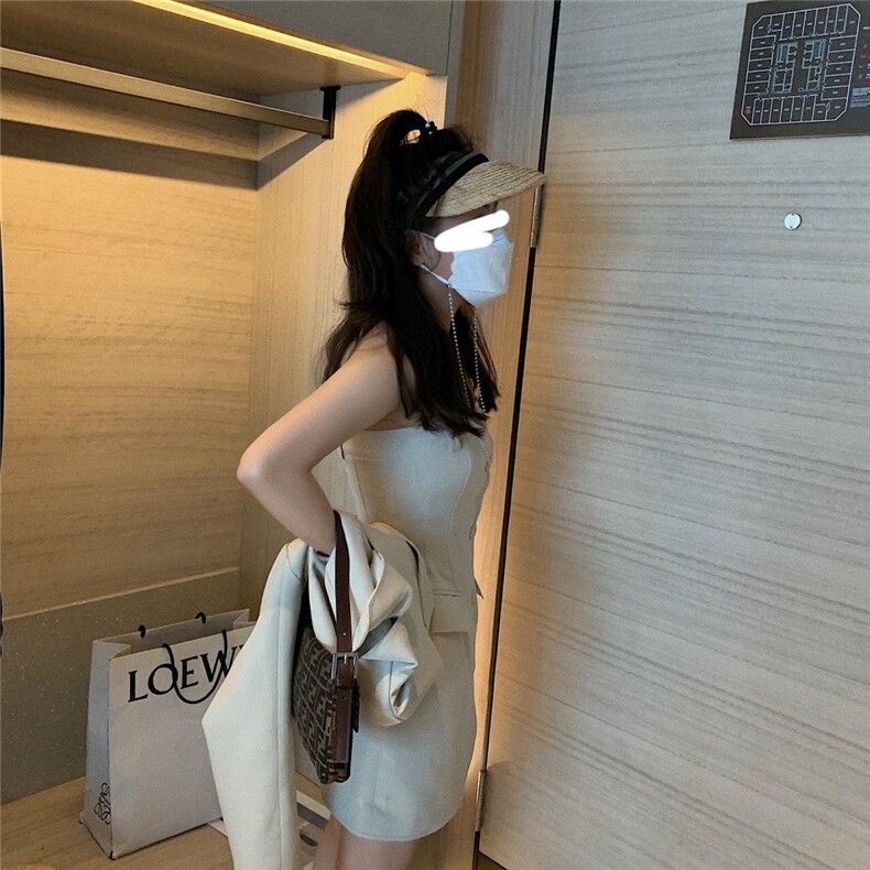 排扣抹胸裙，胸罩，XTZ style