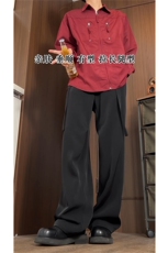春季新款垂坠感休闲西裤宽松百搭长裤A061-AX00563-P50，男装休闲裤，电商A061