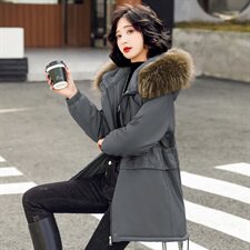 2020冬季新款时尚潮流收腰显瘦保暖舒适气质连帽大毛领派克服，女装派克服，贵人树