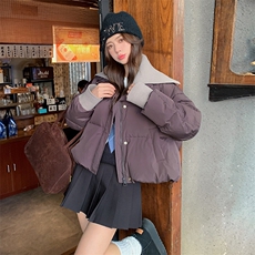 新款现货主推针织领拼接50绒羽绒服9921-P235-K368，女装羽绒服，2C129