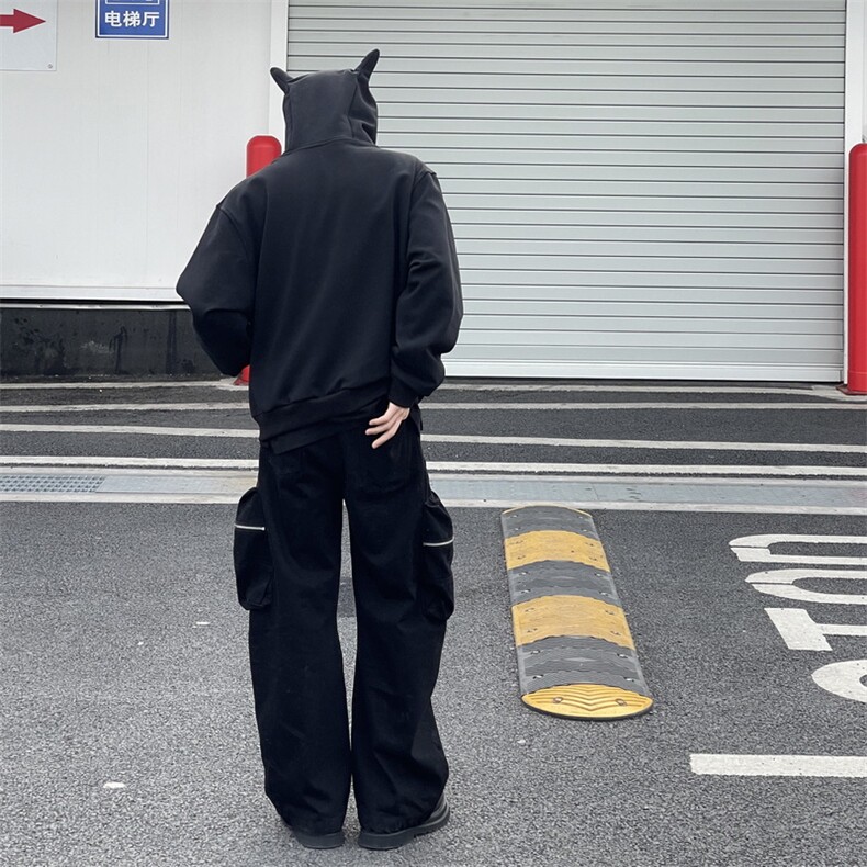 A450-WY8885-P95控149连帽开衫恶魔角卫衣,男装卫衣,电商A450