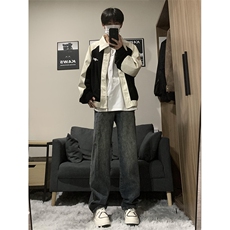XZ213-NZBZ01-P60控78港风日系复古vibe潮流阔腿拖地牛仔裤男潮，男装牛仔裤，星座213