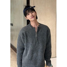 美式街头设计感破坏半拉链毛衣宽松情侣秋季针织衫M5325，男装针织衫/毛衣，星座1116A（原606A-3）