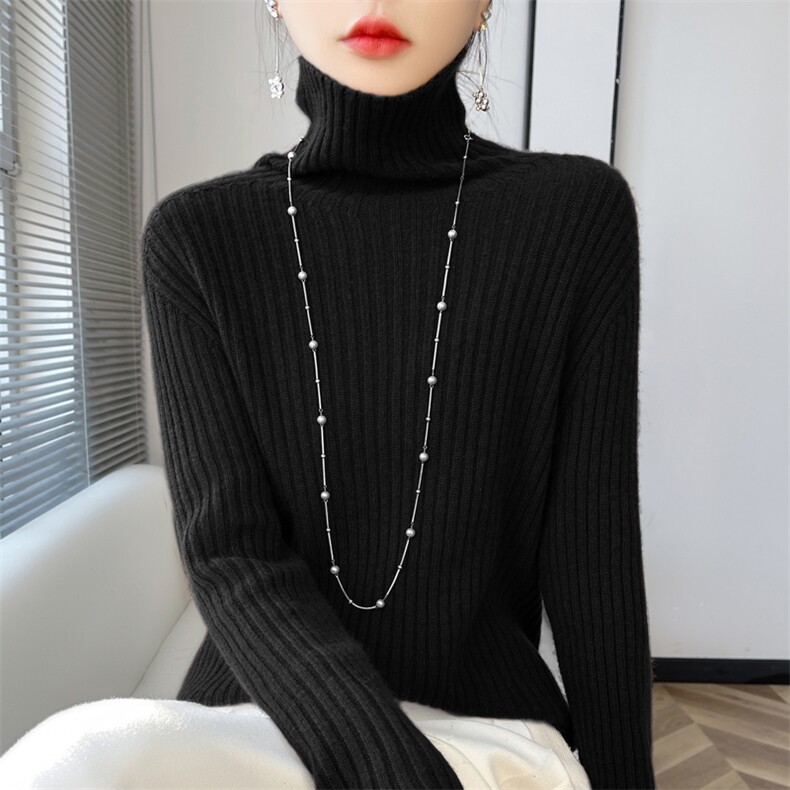加厚高领羊毛衫女宽松套头毛衣大码秋冬新款针织打底衫,针织衫/毛衣,贵皇网供仓