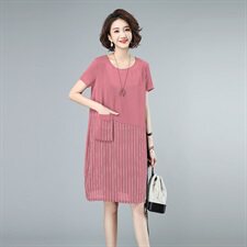 2021夏款新款拼接大码女装连衣裙233款，女装连衣裙，秋牧寒烟