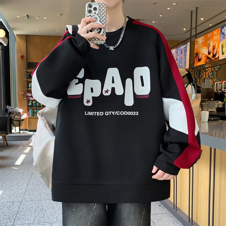 秋款潮流时尚男生长袖t恤印花衣服男港风圆领卫衣 A436-215-P48图片