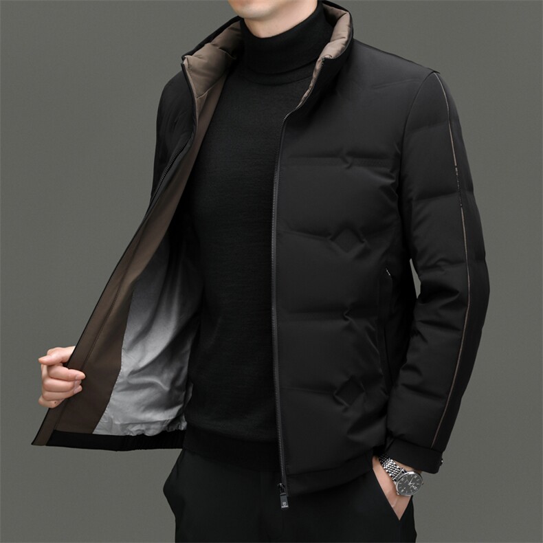 羽绒服男士轻薄保暖短款上衣2024冬季新款商务休闲立领夹克外套男,男装羽绒服,电商B212（原钱塘6029）