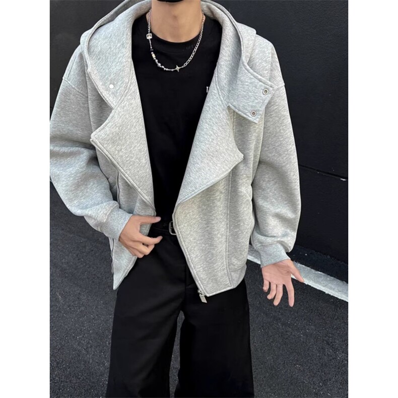 常规款美式双拉链开衫连帽卫衣重磅潮牌设计感情侣外套WYG26，女装短外套，星座516A