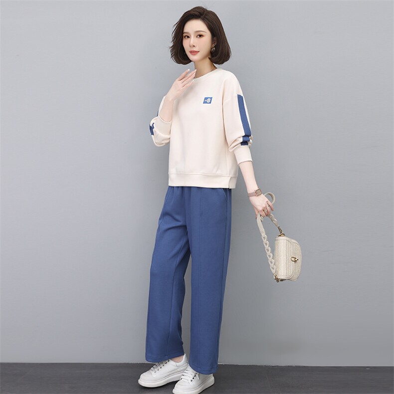 时尚休闲两件套女宽松显瘦运动套装百搭舒适长袖卫衣阔腿裤秋季新款,女装套装/套裙,依恋蒂丝