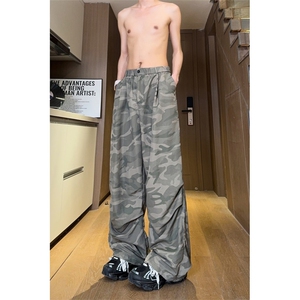现货 早秋伞兵裤子潮牌宽松阔腿登山工装休闲长裤男K651-P45 控68图片