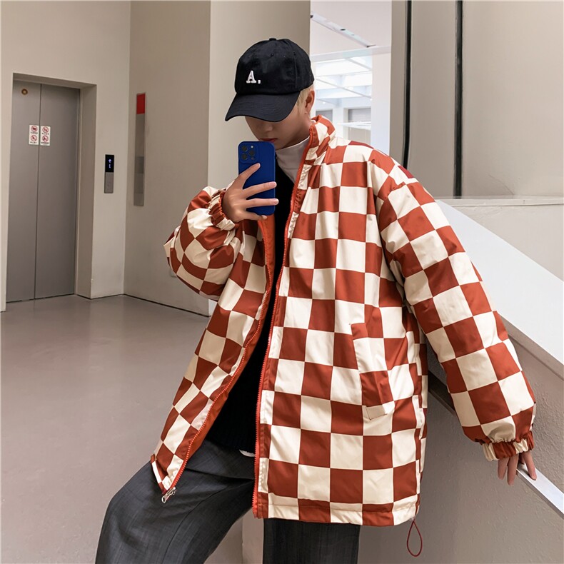2025秋冬新款两面穿棉服外套男冬加厚格子情侣面包服棉衣M8012,男装棉衣,星座1108