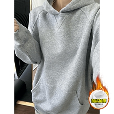 480G重磅加绒硬挺boxy男女秋冬美式高街结构牛角袖插肩卫衣厚外套，女装短外套，电商A486