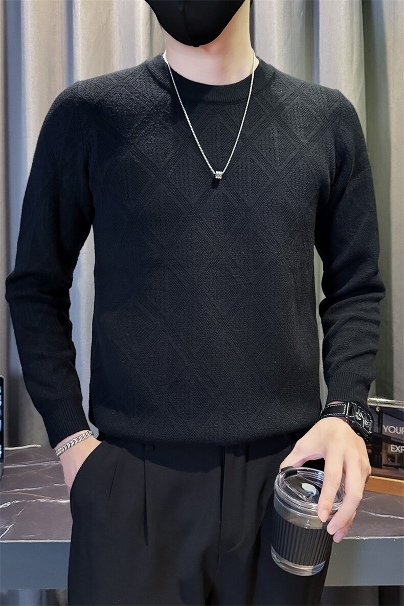 B216MY5160P652025秋冬装男士提花毛衣休闲针织衫社会风潮,男装针织衫/毛衣,电商B216（原B302）