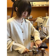 重磅秋冬男女北极绒开衫毛衣美式复古休闲慵懒风单排扣针织衫外套，男装针织衫/毛衣，电商A486-1