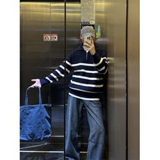 日系毛衣男女秋装慵懒风复古软糯套头拉链针织衫MY5007-P50，男装针织衫/毛衣，星座208-5