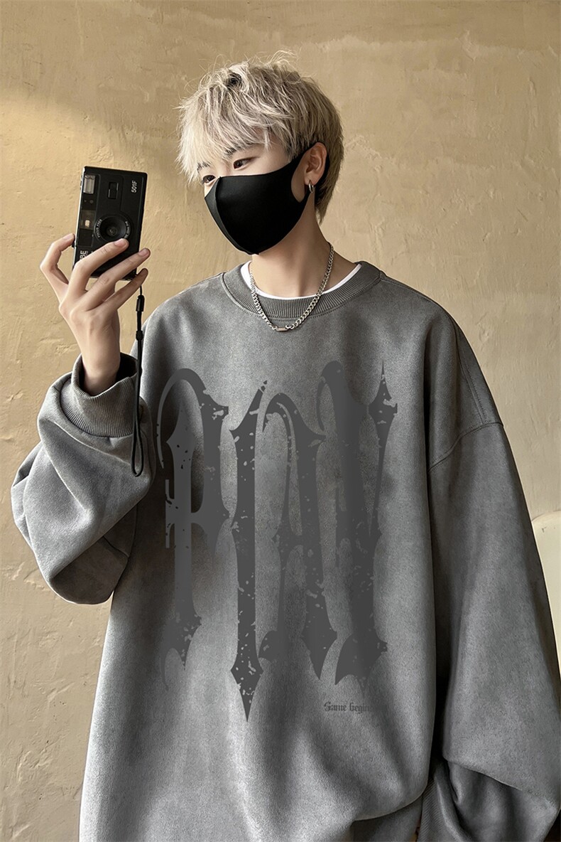 量大优可提供视频麂皮绒卫衣圆领HD019-1-LPYL4117-P30,男装卫衣,电商019-1