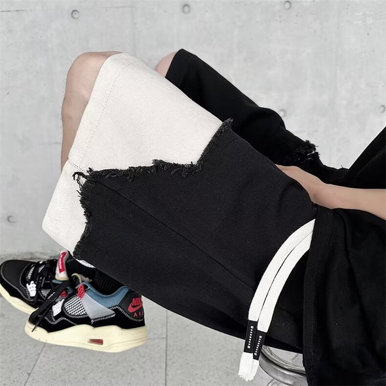 夏季潮牌宽松设计感五分中裤美式高街vibe休闲短裤男 K6903-P40图片