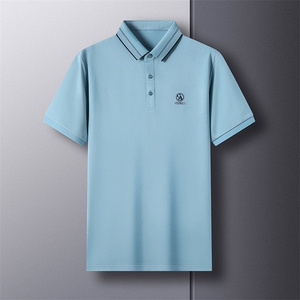 polo衫男士2023夏季新款刺绣简约休闲修身中年翻领短袖T恤图片