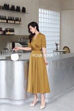 腰带收腰连衣裙，女装连衣裙，珀莎