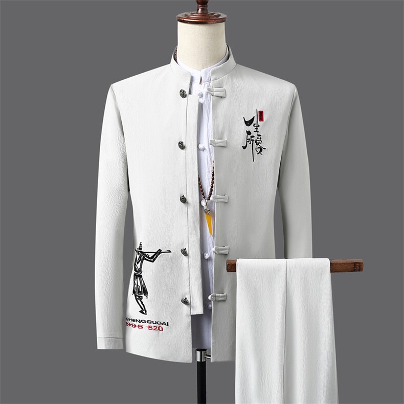 秋冬季风中山装秋装01套装男士唐装两件套A334-TZ704-P100，男装民族服装，电商B339(原A334）