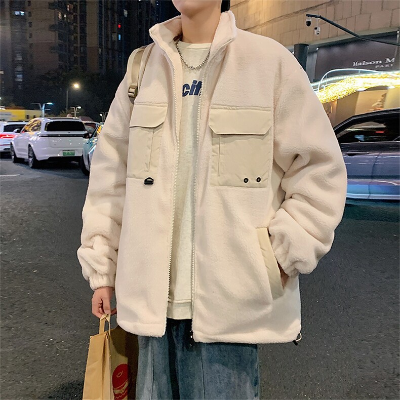 FM06-P69特现货羊羔毛加厚外套男工装宽松翻领棉袄冬季潮棉衣a,男装棉衣,电商A456（原C415）