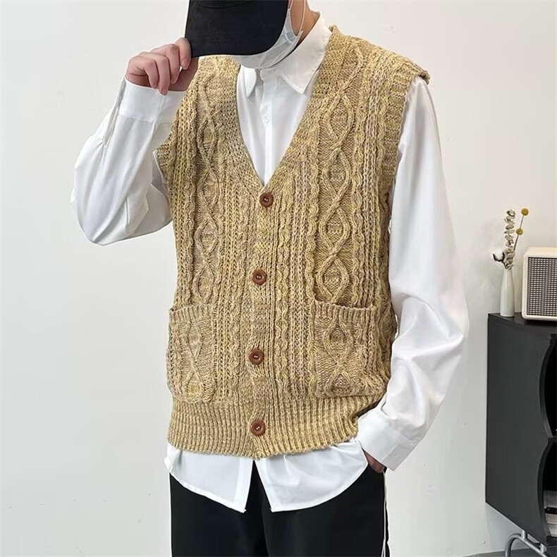马甲毛衣情侣中性风背心开衫针织衫v领潮M288/P48图片