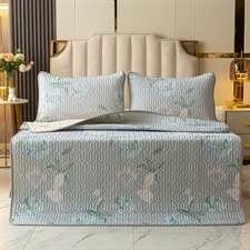 2024新款凉感丝乳胶凉席恋花菲-蓝，夏凉用品空调软席，昊翔家纺