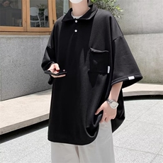 文艺男2024夏季卫衣标准日系新款五分袖潮流POLO衫纯色WB029-P31，男装卫衣，星座412-3