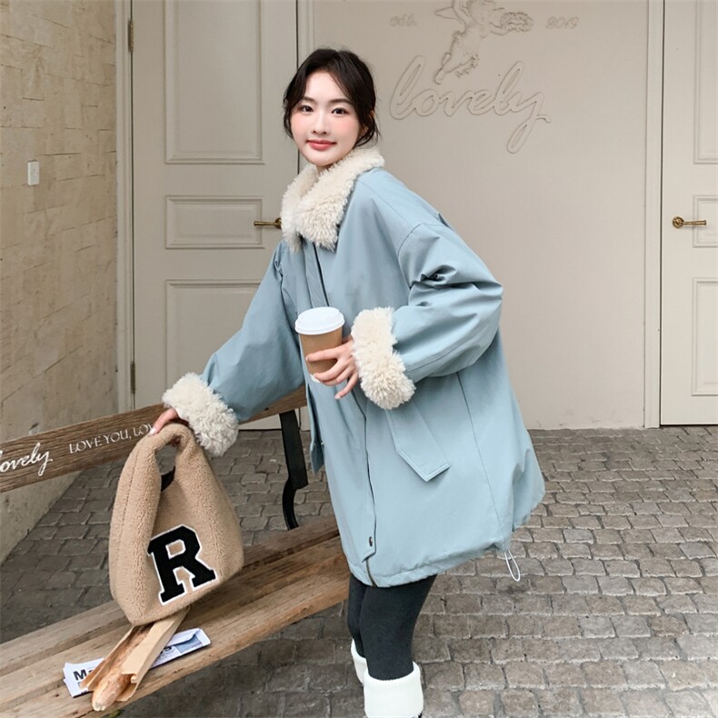 25冬季新品蓝色保暖派克休闲棉服5569-P225-K338,女装派克服,2C305
