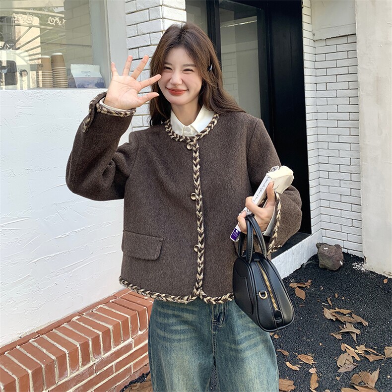 【】小香风双面羊毛短款外套2C081-8091P230K358,女装毛呢外套,2C081