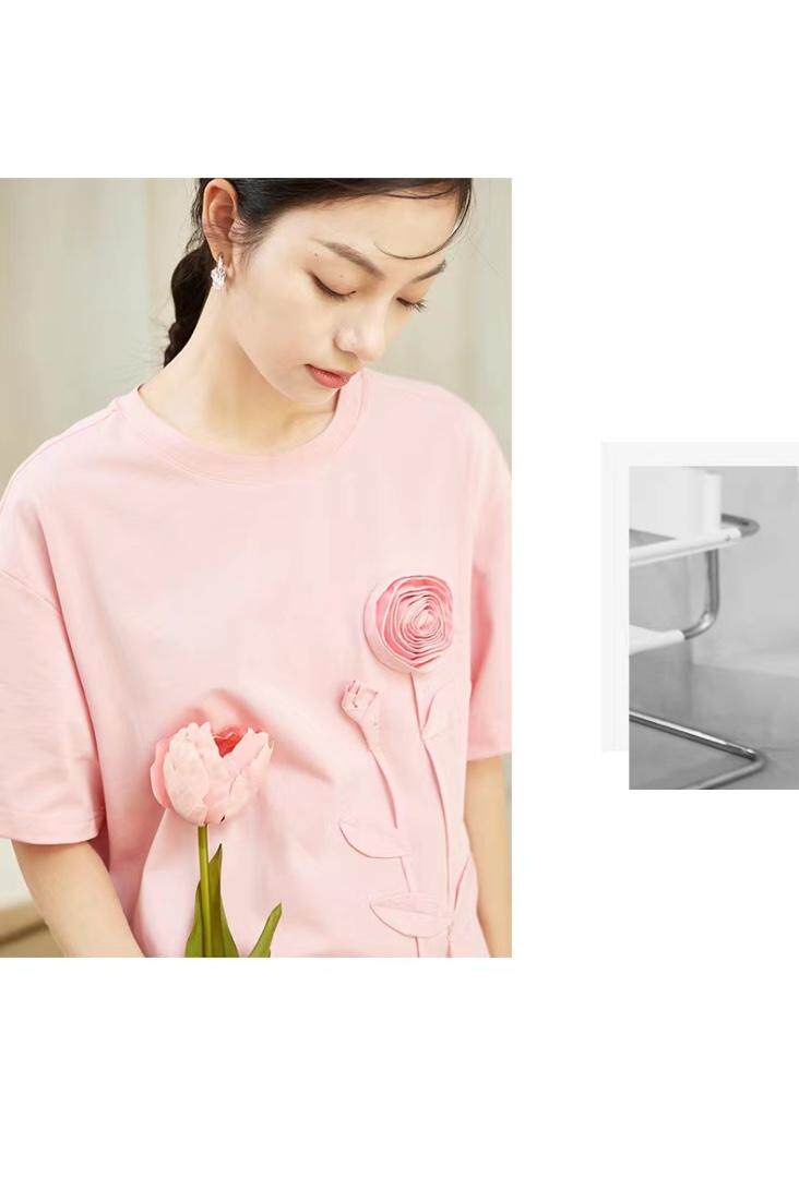 现货夏季新款-设计师系列玫瑰花帖布连衣裙，女装连衣裙，觅处