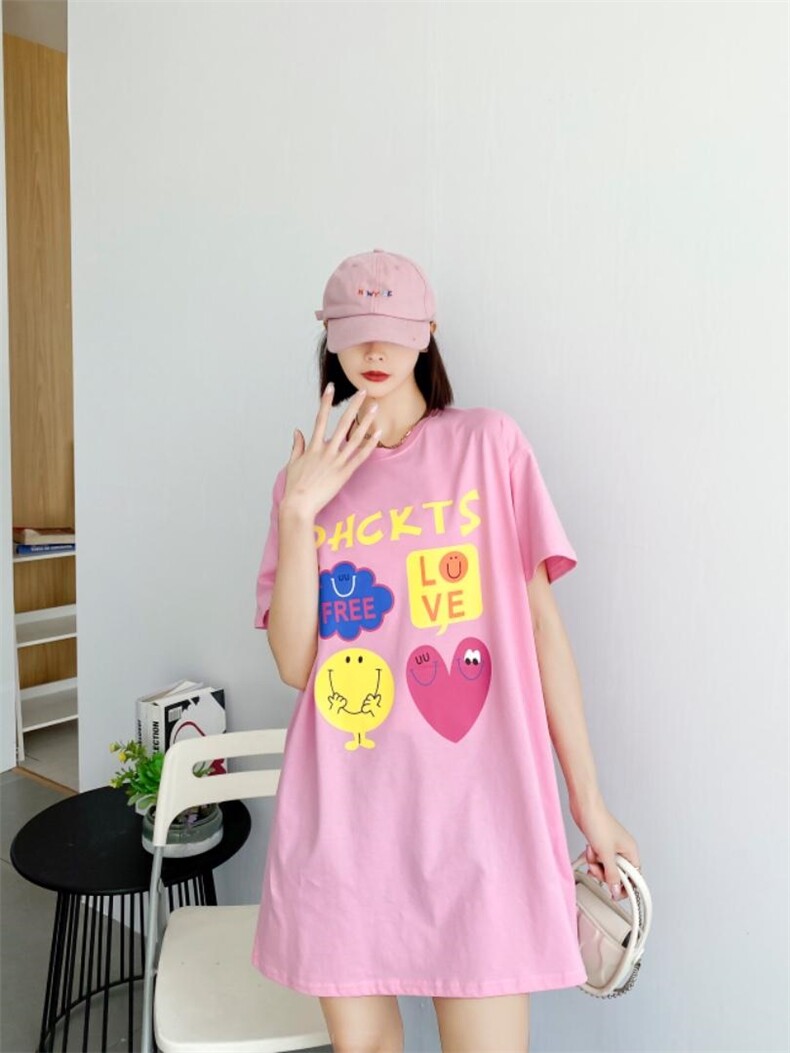 时尚潮流休闲长款T恤，女装T恤，泽妤