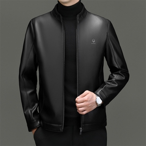 DF23902钱塘2020-2商务休闲简约立领冬季中年男士皮衣外套P160图片